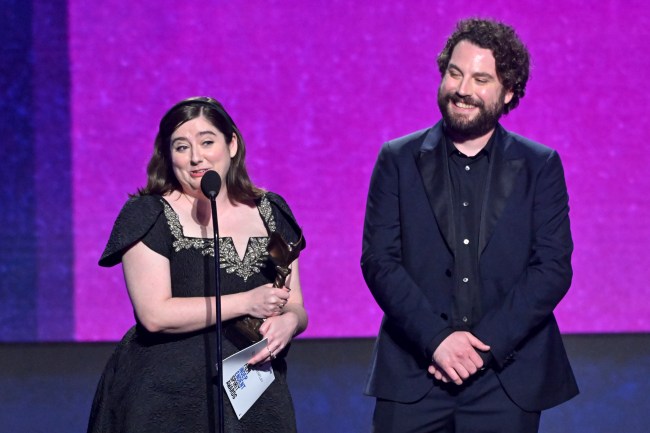 Samy Burch and Alex Mechanik accept the award for Best First Screenplay for “May December” onstage at the 2024 Film Independent Spirit Awards held at the Santa Monica Pier on February 25, 2024 in Santa Monica, California.