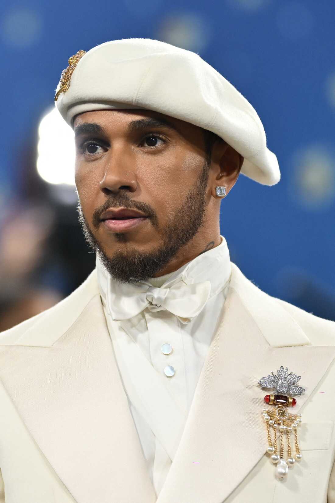 British car driver Lewis Hamilton arrives for the 2025 Met Gala at the Metropolitan Museum of Art on May 5, 2025, in New York. The Gala raises money for the Metropolitan Museum of Art's Costume Institute. The 2025 Met Gala is themed